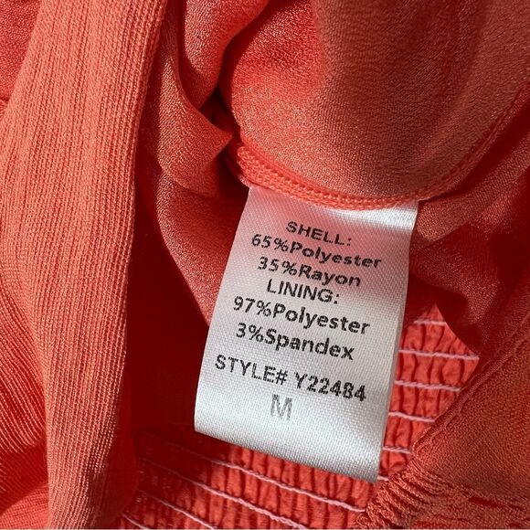 DO+BE Women's Size Medium NWT Orange Ruffle Smocked Cropped Off Shoulder Top - Picture 3 of 10